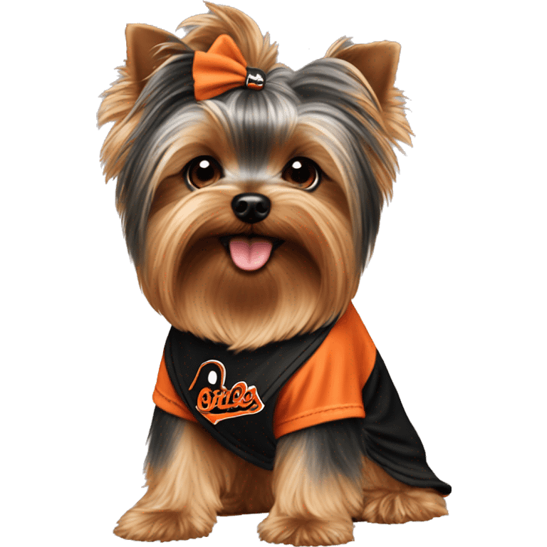 yorkie wearing a baltimore orioles bandana emoji