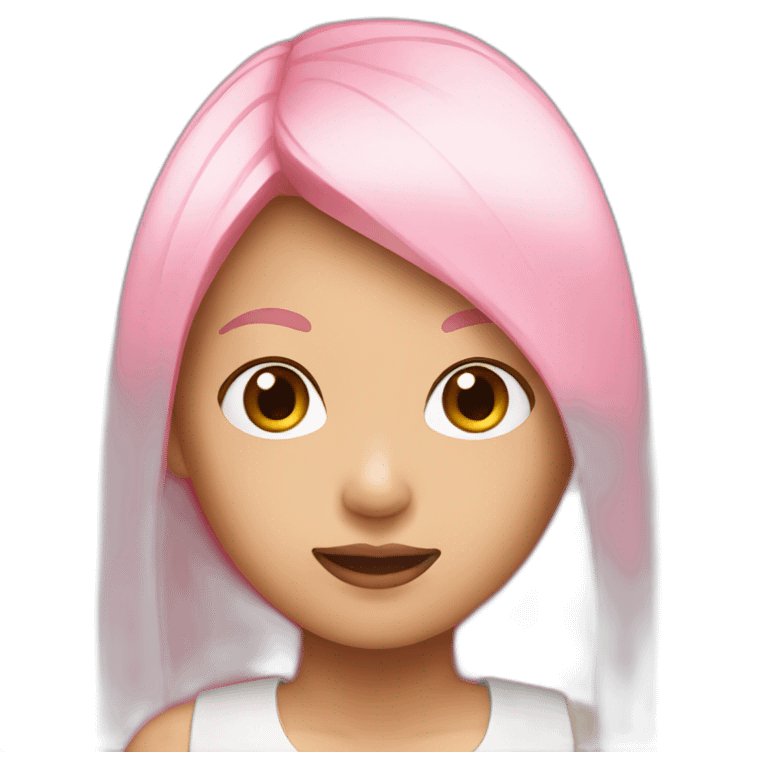 Asian women, with medium straight pink hair emoji