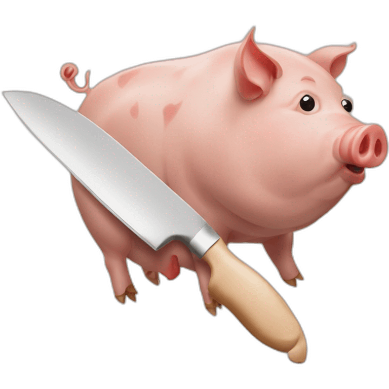 pig cut by knife on a bacon emoji