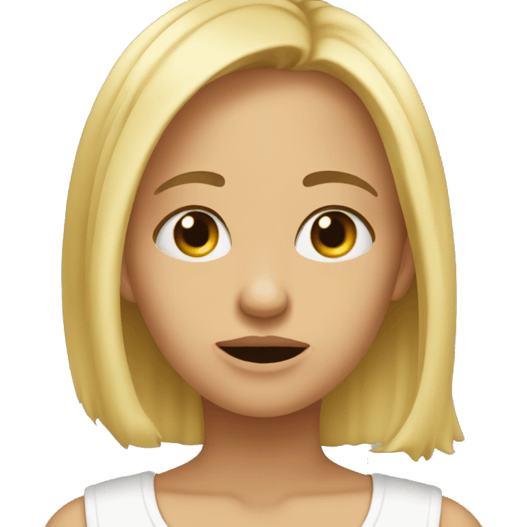 Blonde girl saying “I’m sorry I was a stink” emoji