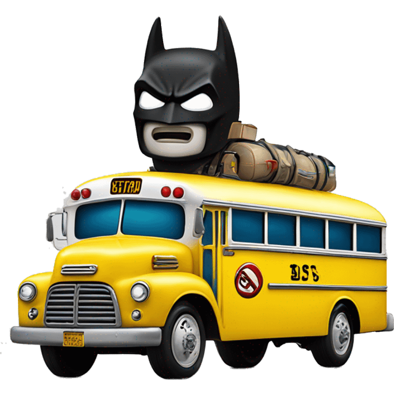 Side view shiny Batman’s 1956 accessorized ghost busters school bus emoji