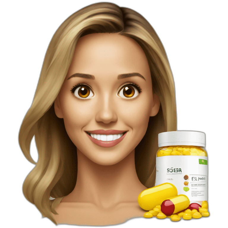 Jessica Alba with supplements  emoji