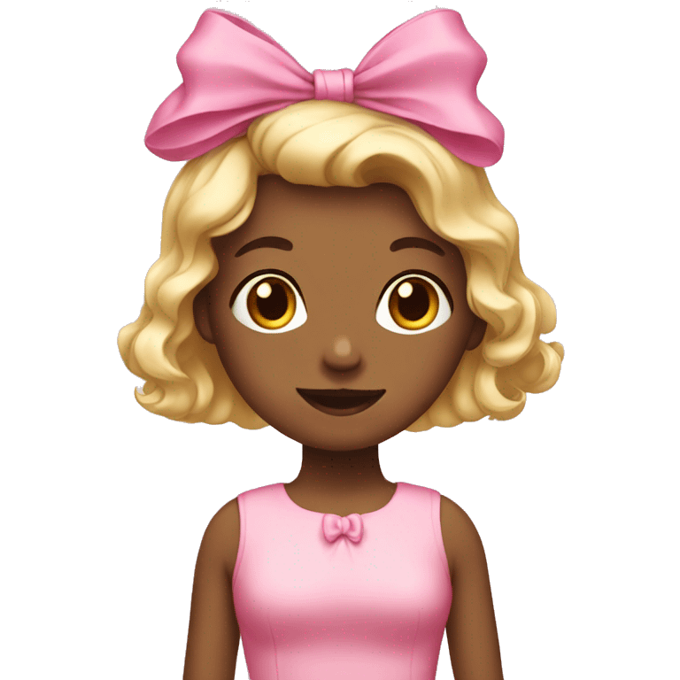 A girl wearing a pink dress and pink bow emoji