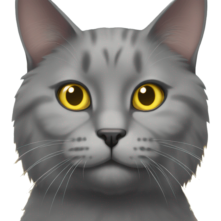 a gray cat with yellow eyes scotch field  emoji