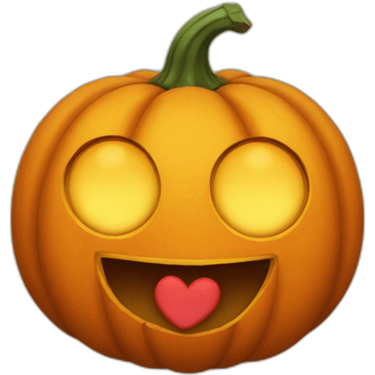 Pumpkin with heart eyes emoji