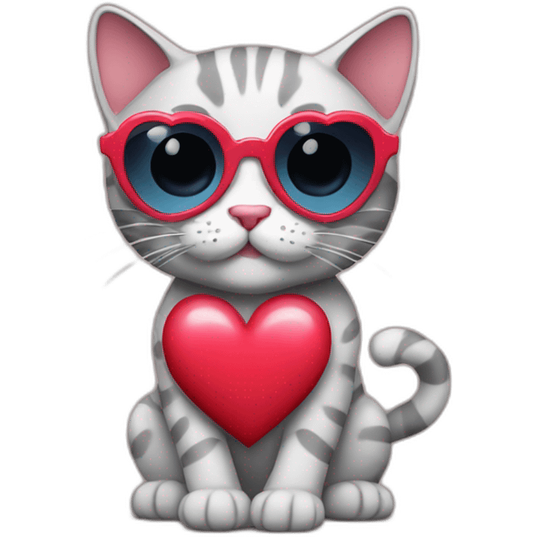 cool cat with heart shades emoji