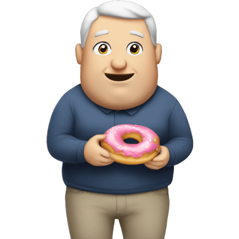 Fat white man eating donuts emoji