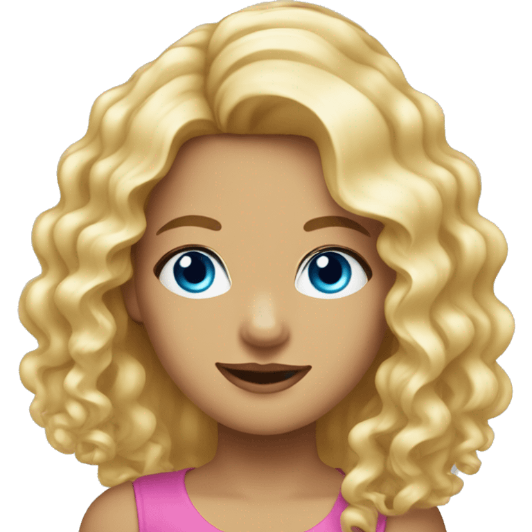 Girl with blue eyes long curly blonde hair wearing a party hat   emoji