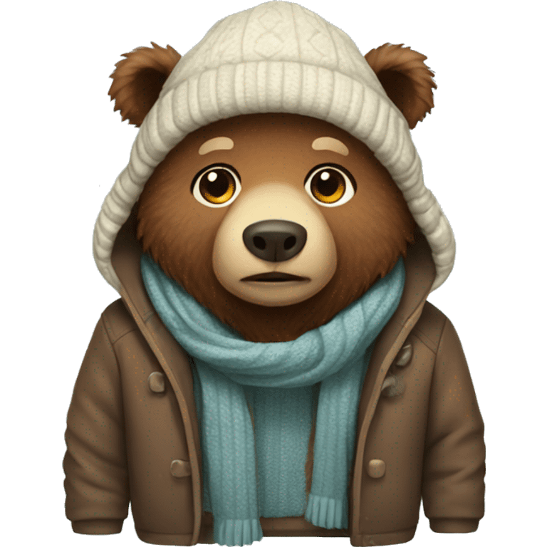 brown bear in winter clothes emoji