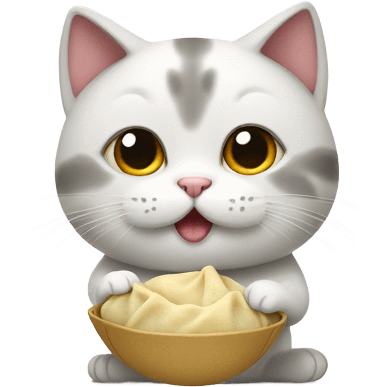 Cat holding a dumpling emoji