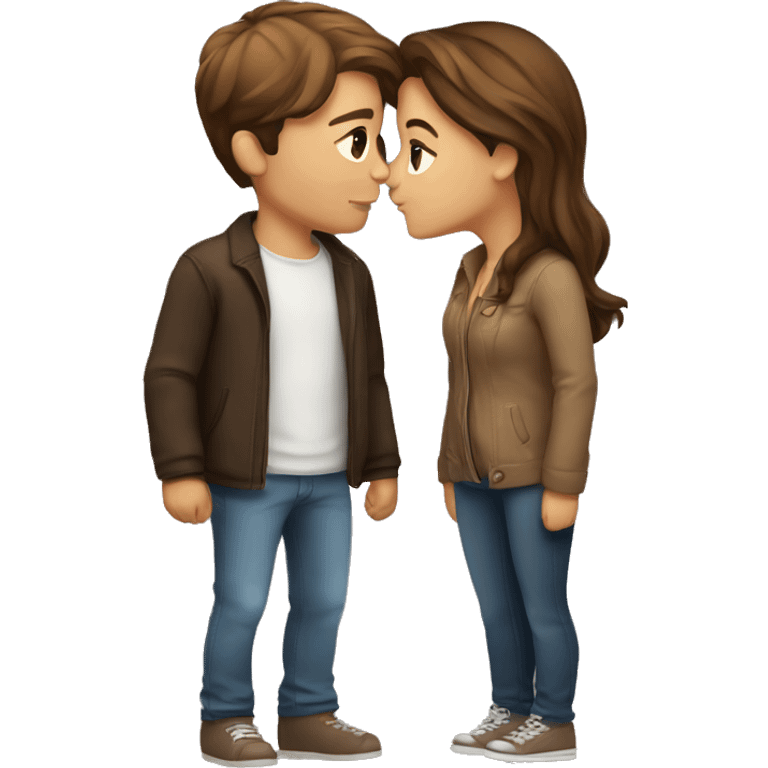 Cute couple with Brown Hair Kissing  emoji