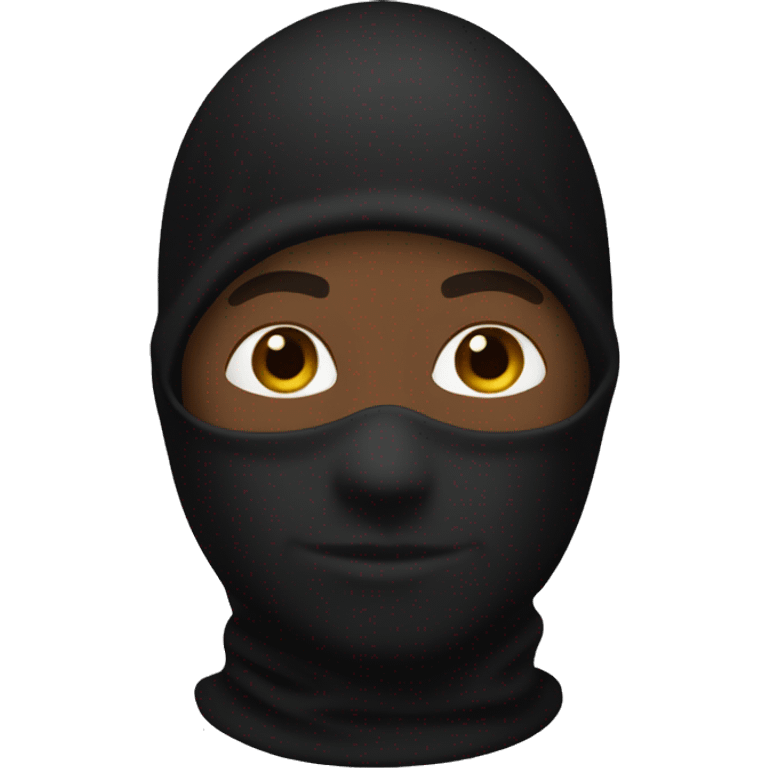 “Create an emoji of a Black man wearing a black balaclava. The face should be partially covered by the balaclava, with the eyes and a neutral expression visible. The skin tone should be dark, and the background can be simple or transparent.” emoji