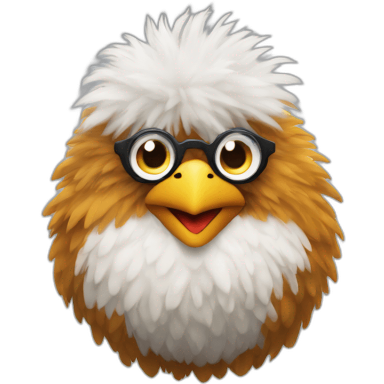 Fluffy chicken with lens and smoke emoji