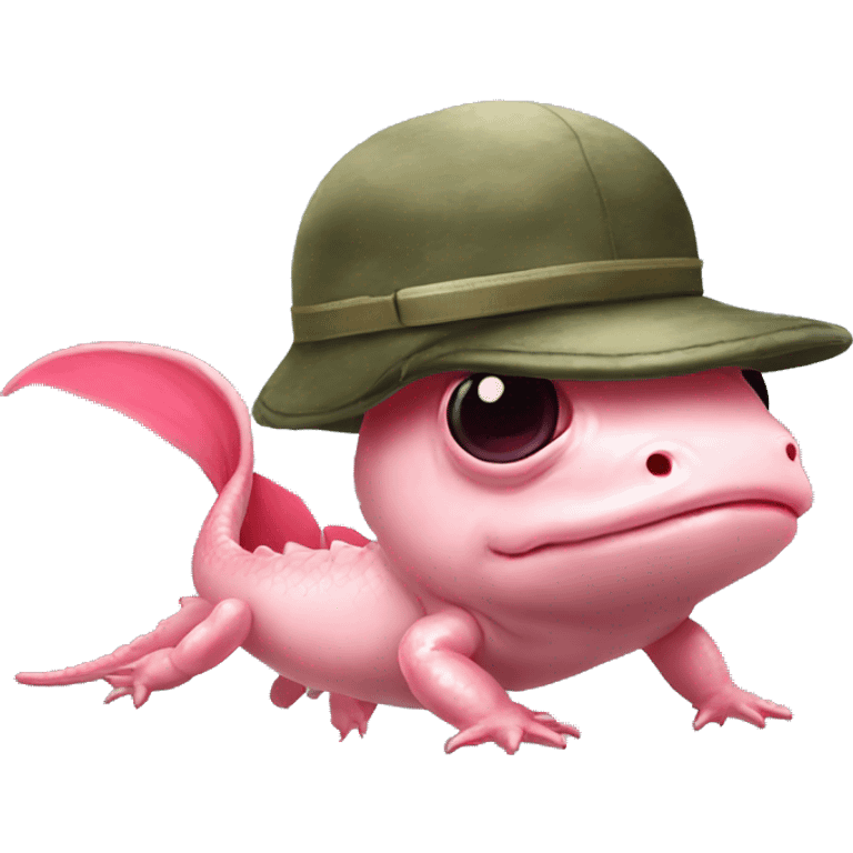 Axolotl with military hat and sunglasses emoji