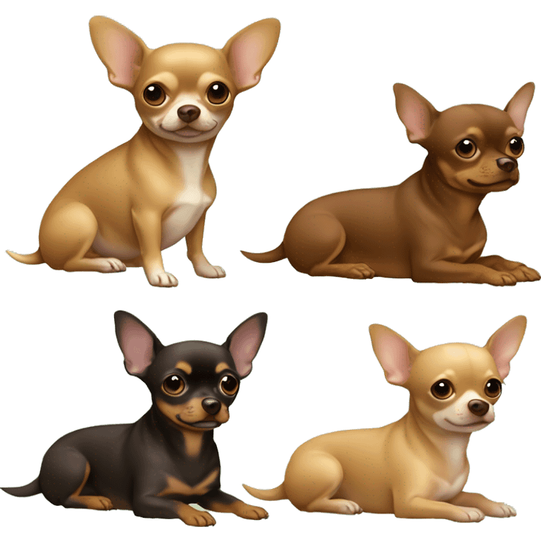 Very fat-light tan-chihuahua sitting with chocolate tan-dashchund-with-light green eyes emoji