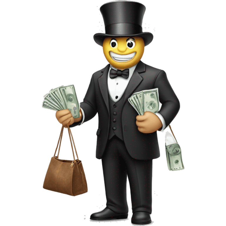 A monopoly man holding a money bag  emoji