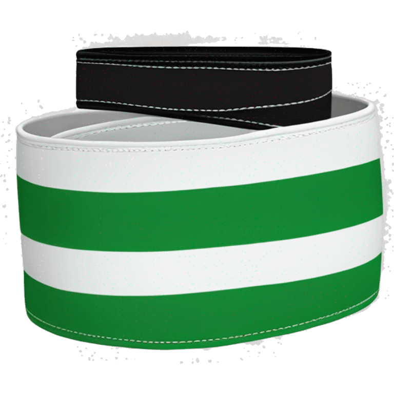 bjj belt green and white(white stripe horizontally through middle) with black tip with 2 white stripes  vertically through it emoji