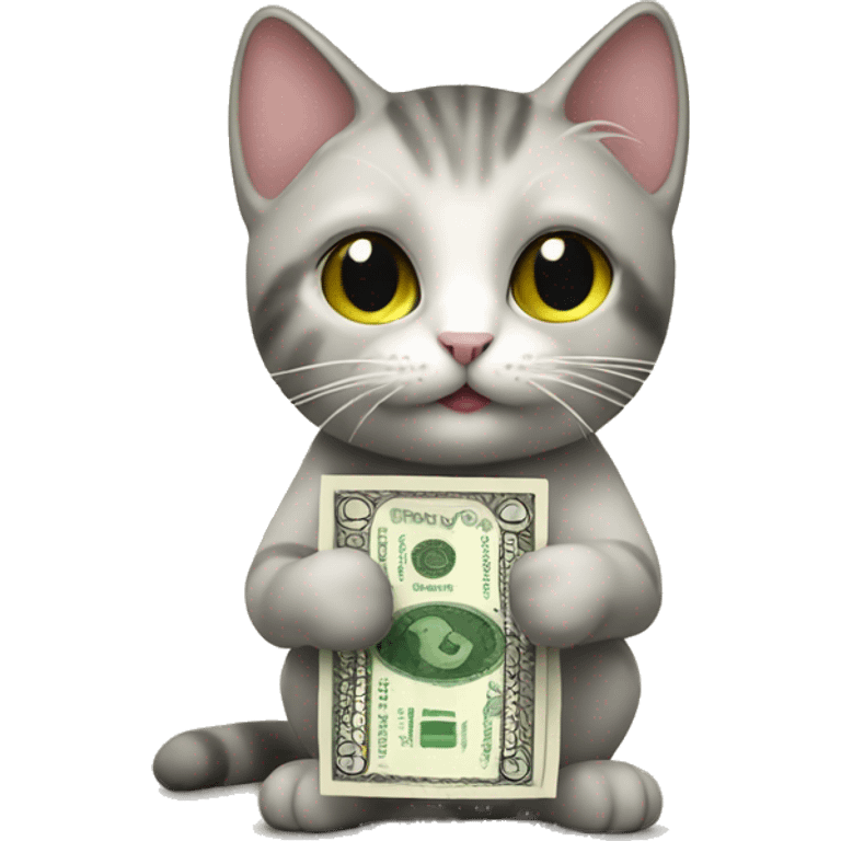 Cat holding money emoji