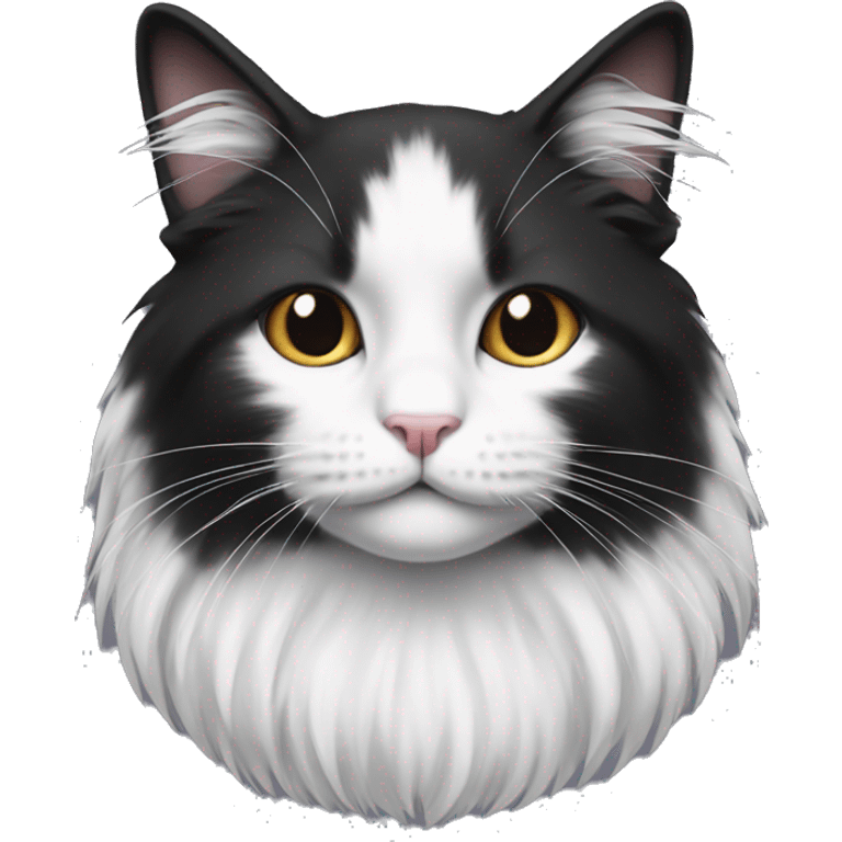 half black and half white long hair cat emoji