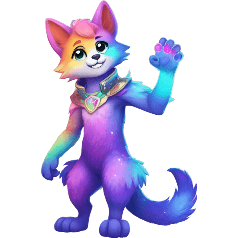 Colorful gradient-Sparkle-nebula-fursona anthropomorphic furry full body emoji