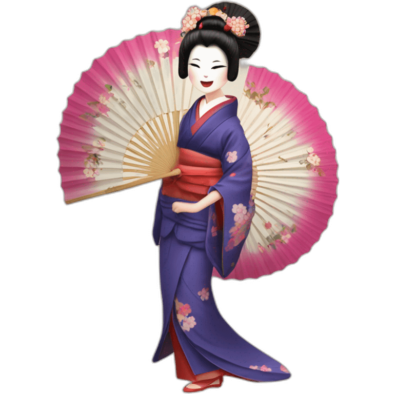 Geisha kimino folding fan dance emoji