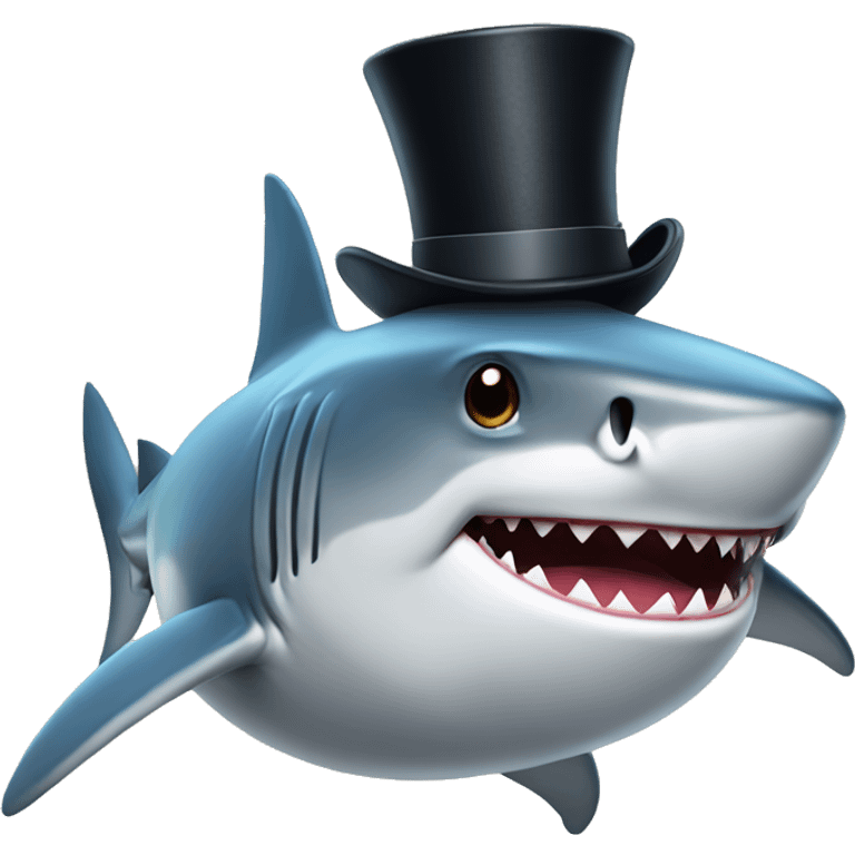 Shark with a top hat emoji