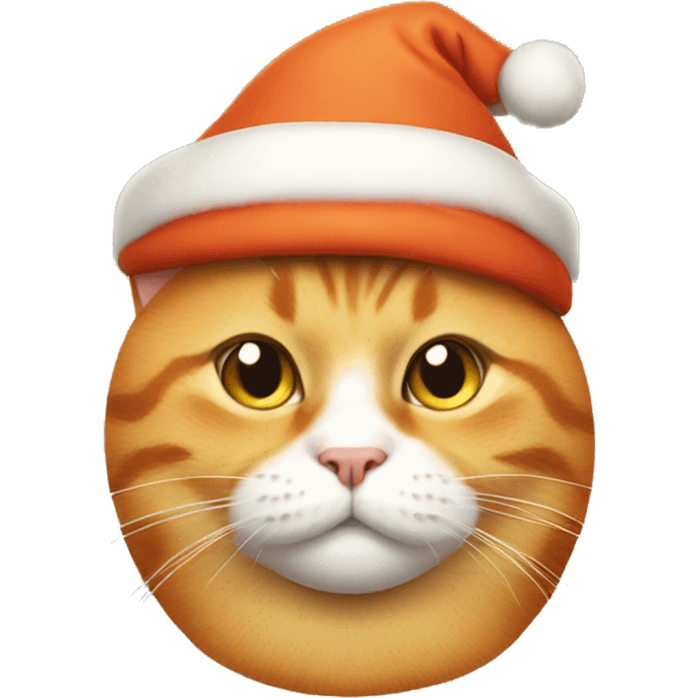 fat orange cat with christmas hat emoji