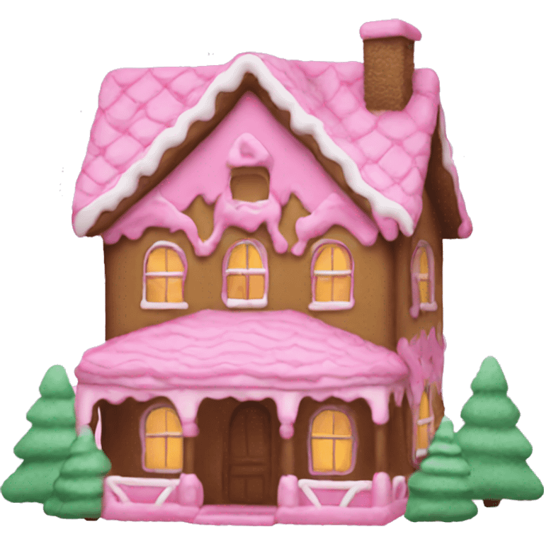 Pink gingerbread house aesthetic emoji