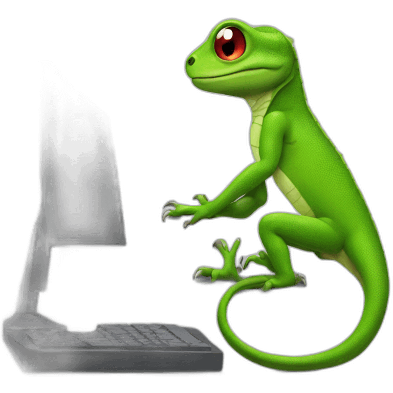 Lizard writing on computer emoji