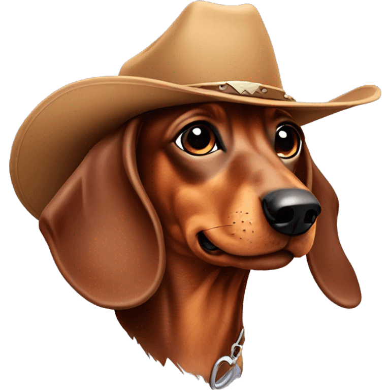 Dachshund dog with a cowboy hat emoji