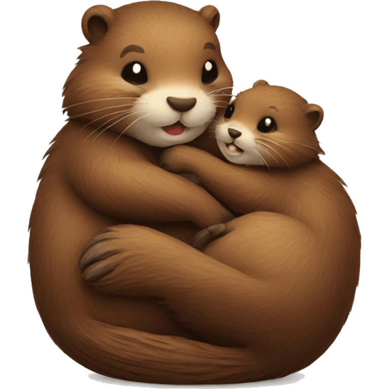 a beaver cuddling a kitten emoji