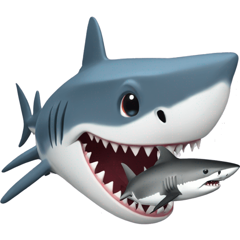 Shark eating a shark emoji