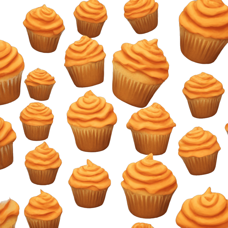 Orange cupcake with a happy face emoji