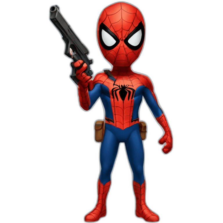 Spiderman with a gun emoji