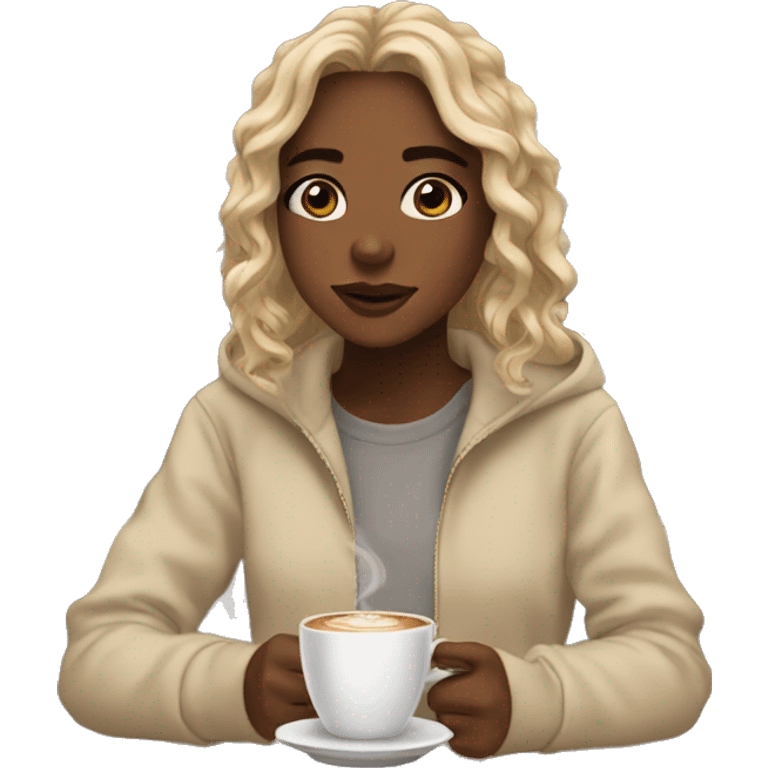 Aesthetic girl in a coffee blant emoji