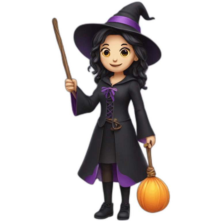 cute witch holding a wand emoji