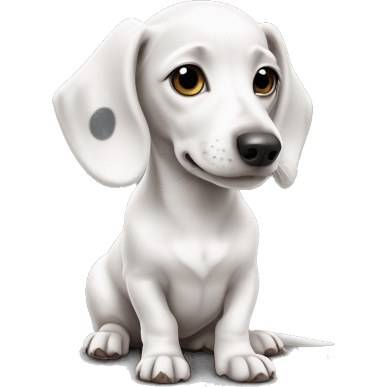 White dachshund puppy with one grey spot   emoji