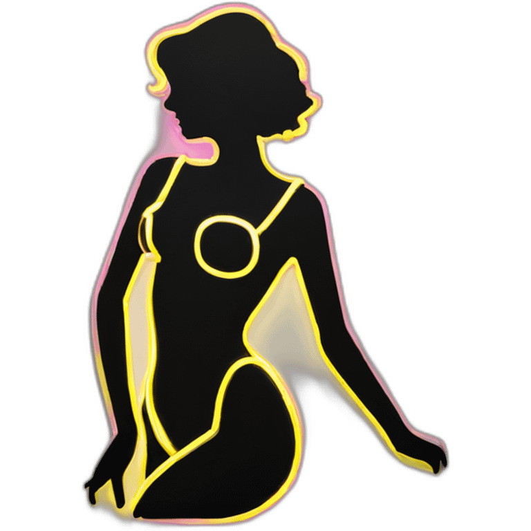 Sexy silhouette disco neon sign emoji