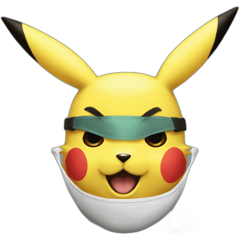 pikachu portrait with a facemask on emoji