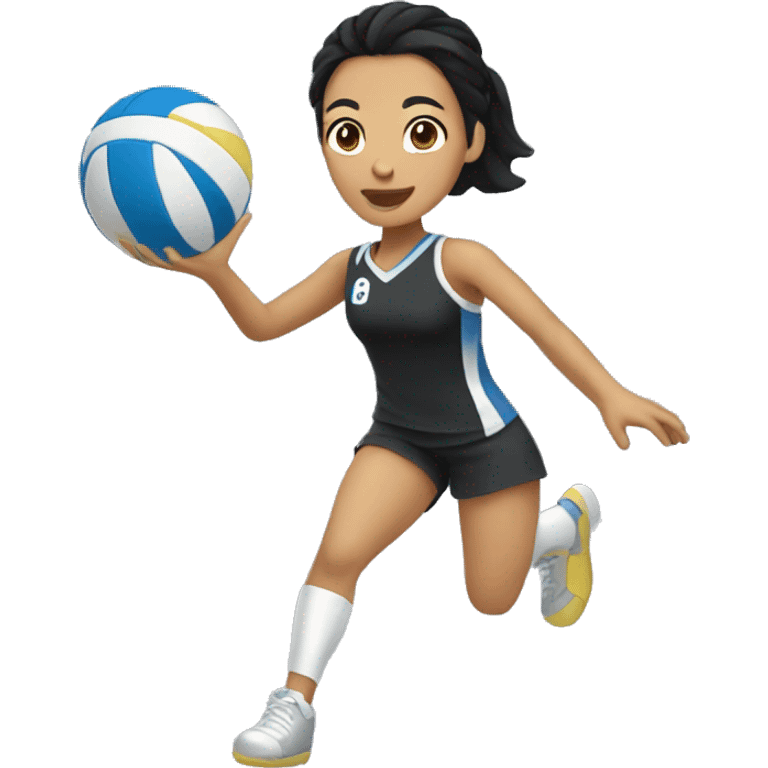 Voley player female with black hair playing emoji