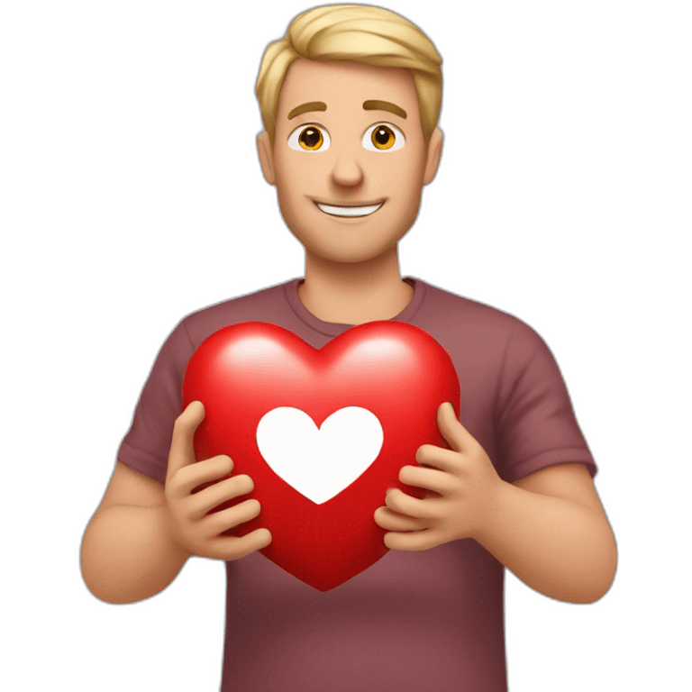 White man holding heart emoji with hamds emoji