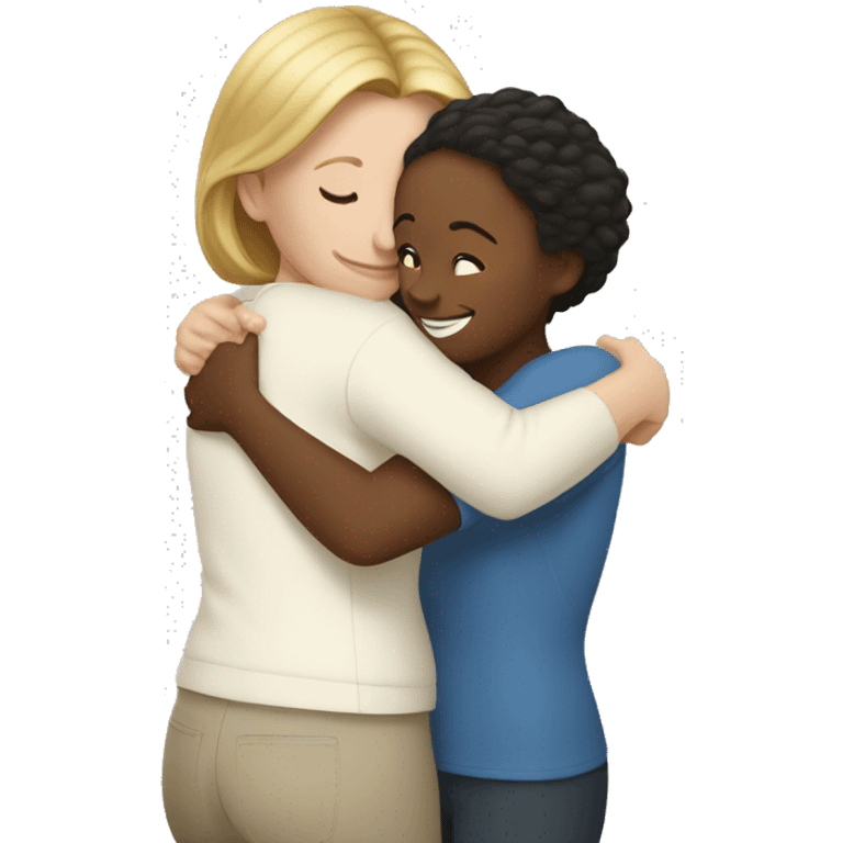 White Mom giving a hug to white daughter emoji