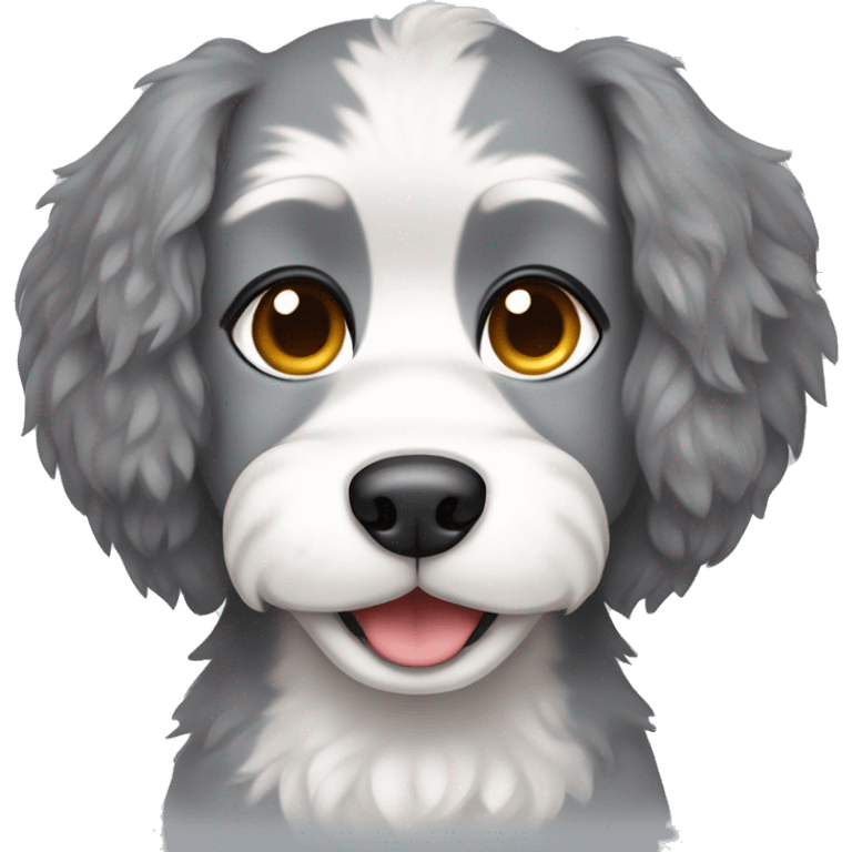 Husky poodle dog floppy ears grey and white with mustache emoji