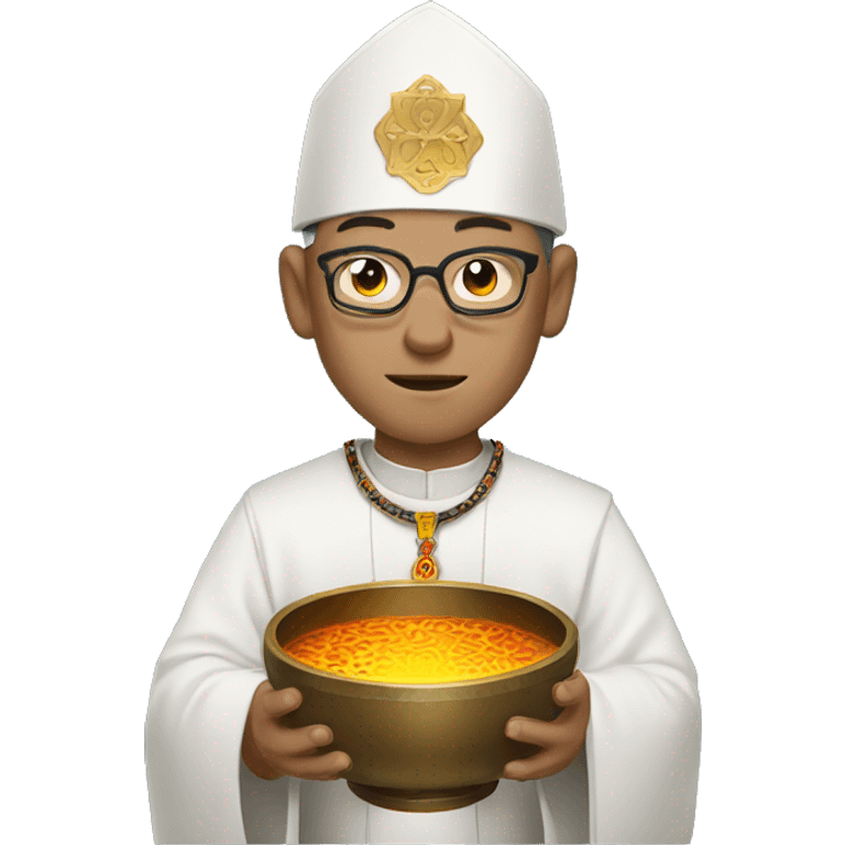 man dressed as a priest, with a tibetan bowl  emoji