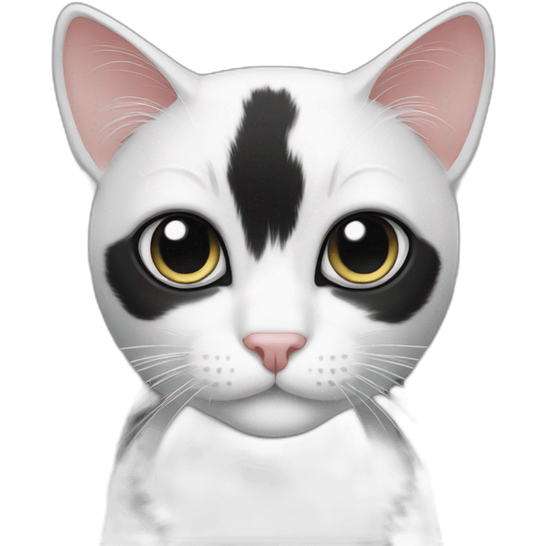 Black and White cat with grey eyes emoji