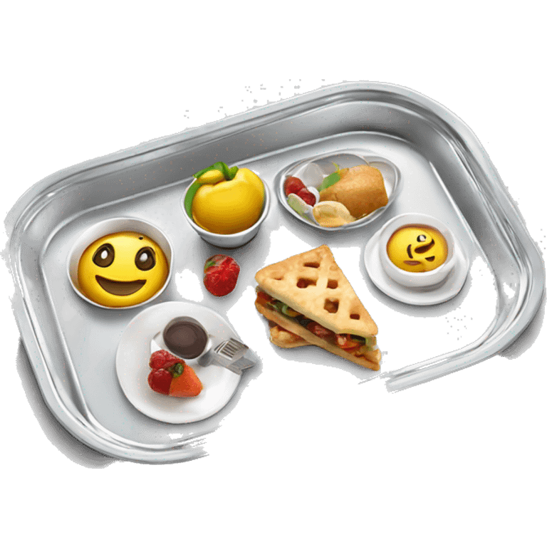 Realistic Hotel silver metallic covered room service food tray emoji