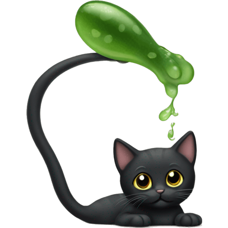 black cat kitten with tadpole tail emoji