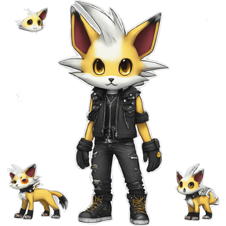 cute cool edgy punk Digimon-Fakemon-animal full body emoji