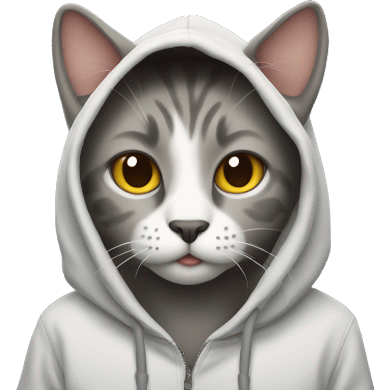 cat wearing hoddie emoji