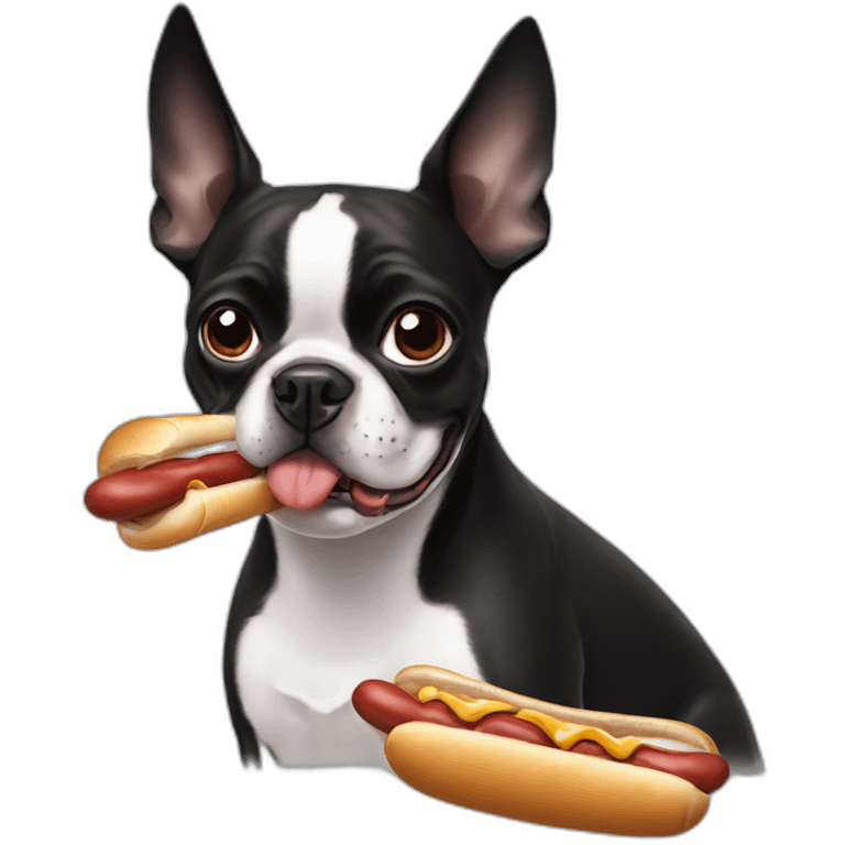 boston terrier eating hotdog emoji